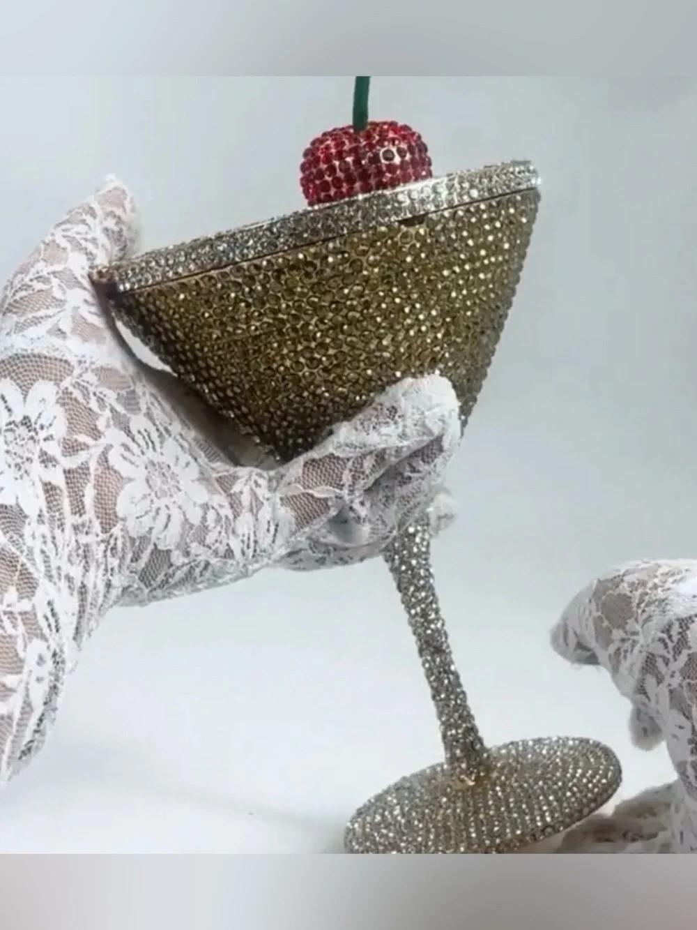 Gold Martini Clutch 🍸with Red Cherry Accent 🍒✨😫